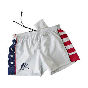 Shorts de rugby mi-longs sportifs, respirants, à séchage rapide, taille élastique, 100% polyester, fabriqués au Pakistan - Product Image 1