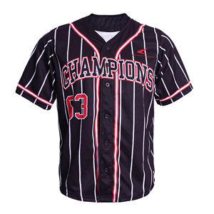 เสื้อเบสบอลเปล่าราคาถูกแบบกำหนดเอง ดีไซน์สีดำ ปักโลโก้ด้วยเทคนิคซับลิเมชั่น เสื้อเบสบอล - Product Image 3