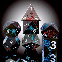Jeu de dés DND bleu-noir à pointes, 7 dés métalliques pour jeux de rôle Dragon et Donjons, à bords tranchants, faits à la main, pour jeux de société