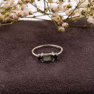 Bague en argent 925 avec Labradorite et onyx noir - Product Image 6