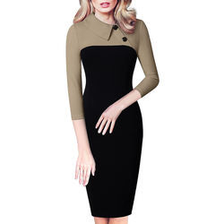 ชุดเดรสทำงาน2025ผู้หญิงชุดเดรสทำงานมีกระดุมผ้าฝ้ายชุดเดรสทำงานทรงดินสอแบบลำลองพร้อมสายคาดเอว - Product Image 5