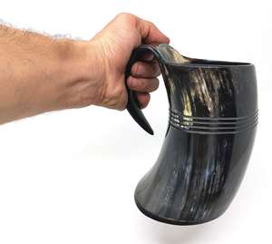 Tasse à bière en corne personnalisable avec votre marque logo usine tankard couleur naturelle dernier fabricant de conception en inde - Product Image 5