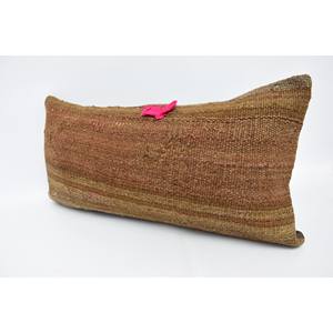 Coussin Patchwork Kantha en Laine Beige Rayé Subtil Coussin Décoratif de Luxe 12x24 Pouces Motif Moelleux Vintage pour le Salon - Product Image 4