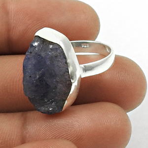 Rough Iolite Gemstone 925 Sterling Silver Cabochon Shape Ring para mujer Niñas Joyería hecha a mano Venta al por mayor Precio de fábrica Proveedores - Product Image 3