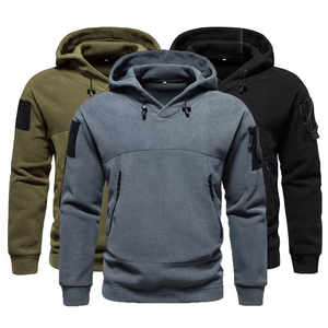 Jersey de manga larga Sudadera con capucha de mezcla de lana suave Jersey con cremalleras cortas y bolsillos laterales - Product Image 1