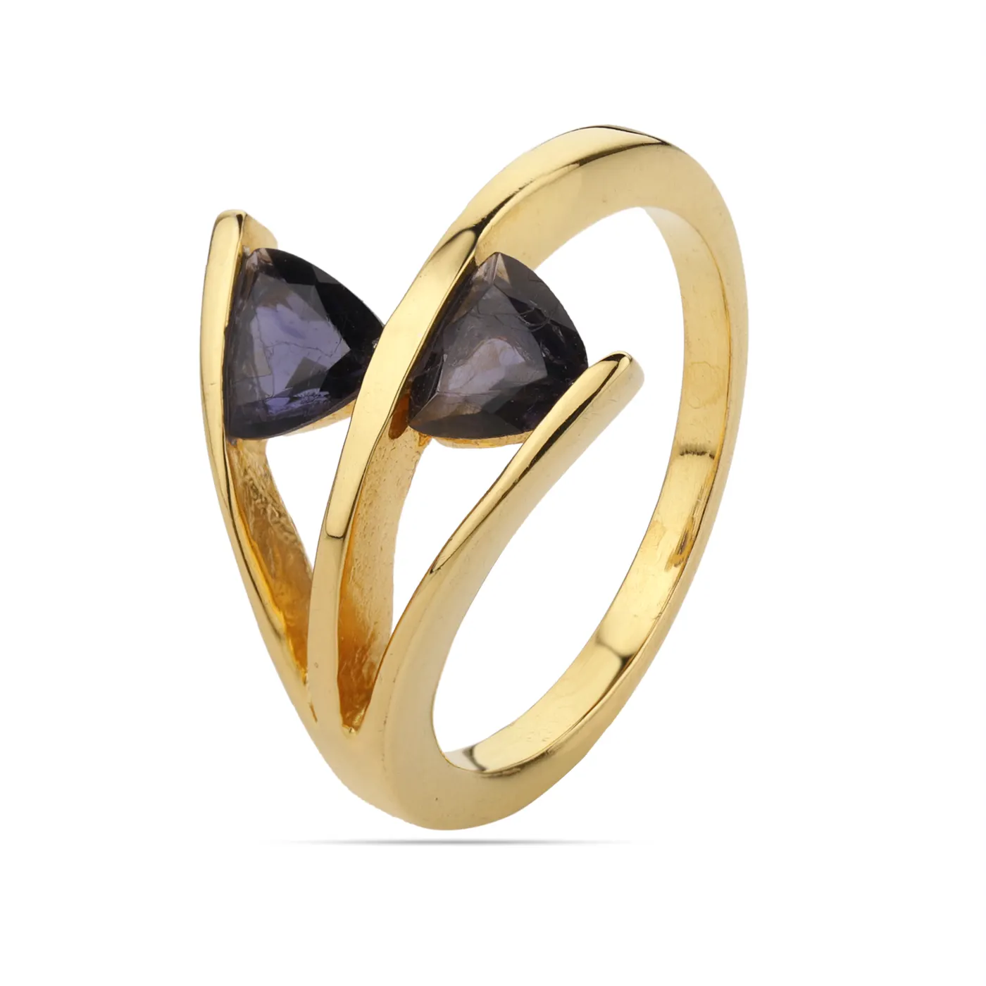 אופנה אלגנטית יוקרה חדשה בצורת טריליון 925 כסף סטרלינג טבעי יוליט אבן חן כפולה עיצוב טבעת נישואין לנשים