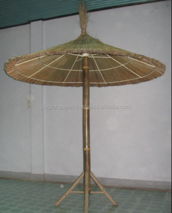 Couverture de parapluie pliable gonflable en bambou pour la plage en plein air chaume entière tissée étanche avec pied pour l'exportation de l'utilisation de l'école à manger - Product Image 2