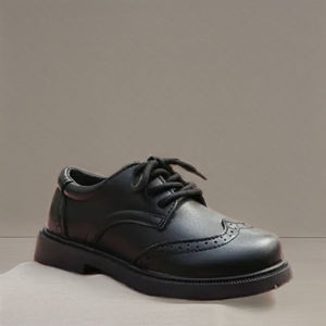 Zapatos de Vestir Brogue de Cuero Negro Personalizados para Niños, Zapatos Formales con Cordones Antideslizantes para Uniforme Escolar para Niños, Venta al Por Mayor - Product Image 1