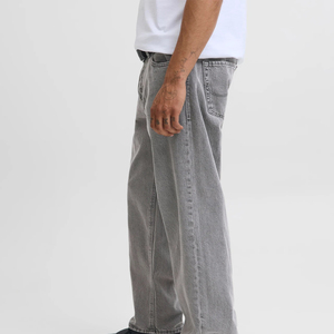 Pantalones Vaqueros Casuales Rectos Personalizados para Hombre, 100% Algodón, Denim Desgastado, Primavera Otoño, Logotipo Personalizado, Jeans Holgados Casuales Sólidos - Product Image 4