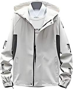 Veste en toile légère pour homme avec col montant élégant Coupe-vent polyvalent pour les voyages en plein air et la randonnée - Product Image 2