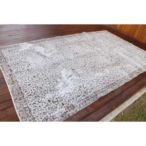Alfombra de 5.4x9.1 pies, Alfombra Turca Vintage Grande, Alfombra de Lana Blanca - Product Image 2