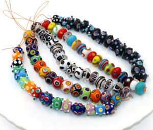 Cuentas de cristal azul hechas a mano, juego de cuentas de fantasía de varios estilos de 5 hebras para fabricación de joyas y decoraciones - Product Image 2