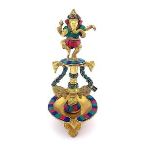 Diya de Latón Ganesh de Calidad de Exportación, Diya de Latón Hecha a Mano con Tallado Intrincado para Decoración del Hogar y Festivales - Product Image 1