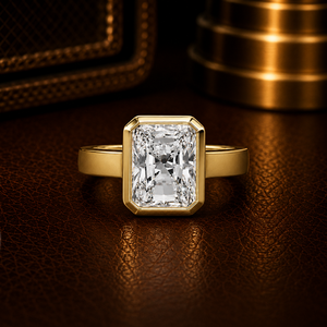 Fine Jewelry 14K Pure <b>Gold</b> Emerald Cut Lab Grown Diamond 3.00Ct IGI Certified Bezel <b>Set</b> Engagement <b>Rings</b> Wedding <b>Rings</b> For Women - Product Image 1