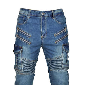 D-Ride Moto Jeans de moto de haute qualité en denim bleu pour motard avec protections amovibles pour les genoux et les hanches, respirant, séchage rapide, toutes saisons - Product Image 2