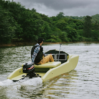 Catamaran de pêche gonflable en PVC de haute qualité, pliable, motorisé, avec rangement intégré