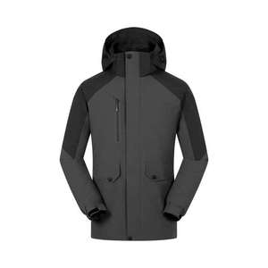 Chaquetas Softshell deportivas personalizadas para hombre, abrigos grises para acampar al aire libre, chaqueta térmica impermeable de carcasa suave con capucha - Product Image 2