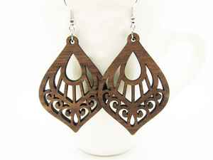 Vente chaude Boho Style Vintage Boucles D'oreilles pour Femmes Bois Résine Combinaison Ambre Feuille D'or À La Mode Bijoux Artisanat Naturel - Product Image 3