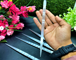 กระบองเซเลนไนต์แบบเกลียวสำหรับการทำสมาธิ/การบำบัดแบบเรกิออร่าไม้กายสิทธิ์เซเลนไนต์แบบธรรมชาติ - Product Image 5