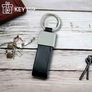Nouveauté : Porte-clés en cuir noir avec mousqueton promotionnel en métal anti-rayures et anneau porte-clés – Qualité supérieure - Product Image 1