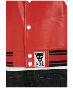 Custom Embroidery Logo Red Color Crop Men Leather Coats Oem Pu Leather Varsity <b>Jacket</b> for Men - Product Image 4