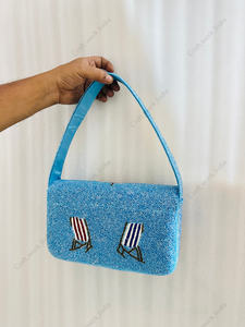Sac à main de plage en forme de parapluie arc-en-ciel perlé, entièrement artisanal indien, pochette de luxe faite à la main pour femmes, sac à main de soirée - Product Image 6