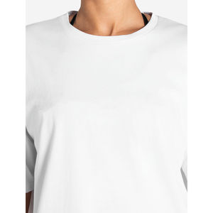 T-shirt d'hiver pour femme, blanc, personnalisé, décontracté, col rond, manches courtes, extensible, en coton, séchage rapide, respirant, yoga - Product Image 4