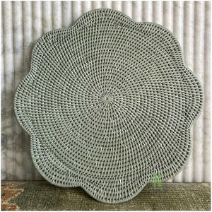 Best Selling Rattan Scalloped Round Charger Plate <b>Green</b> Rattan Placemats for Dining <b>Table</b> Boho Customize from Vietnam Factory - Product Image 4