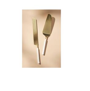 Ensemble couteau et serveur pour gâteau d'anniversaire de mariage prix de gros ensemble de couverts en or pour l'artisanat couteau et serveur en laiton - Product Image 5