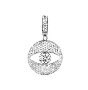 Pendentif diamant pour les yeux, attire la richesse et l'amour, pendentif en diamant MOISSANITE VVS avec finition plaquée or blanc 14 carats, style hip hop - Product Image 2