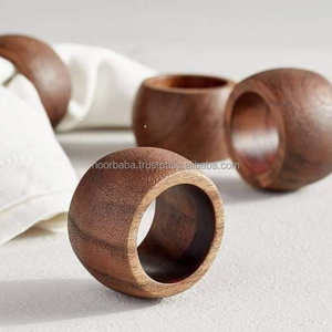 Rond de serviette en bois fait à la main pur fait avec du bois naturel avec de l'agate de bois de sheesham par noorbaba - Product Image 2