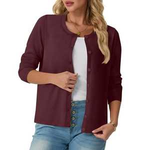 Suéteres de Mujer de Acrílico de Punto Personalizados de Primera Calidad con Botones Delanteros - Product Image 2