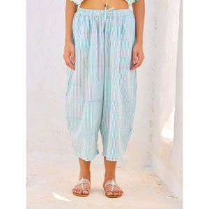 Women's High-Waisted Wide-Leg Cotton <b>Palazzo</b> Pants-Breathable Casual Trousers with Elastic Waist - Product Image 1