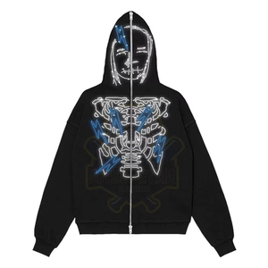 Prix de gros – Nouveaux sweats à capuche oversize en polaire pour homme, style streetwear, avec fermeture éclair, logo personnalisé, en polyester/coton, écologiques, haute qualité - Product Image 1