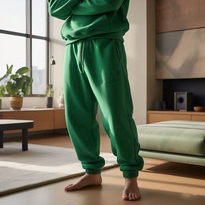 Pantalones de chándal de entrenamiento de peso pesado de alta calidad para hombres Pijama de pantalón de Jogger de cintura alta con cordón - Product Image 6