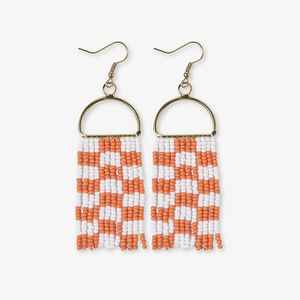 Pendientes de Gancho con Cuentas de Semillas Estilo Bohemio en Color Naranja, Marfil y Marrón, con Flecos y Borlas, Joyería de Moda para Regalos y Ropa de Playa - Product Image 3