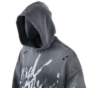 Sudaderas con Capucha Extra Grandes de Algodón Grueso Personalizadas, con Estampado Digital, Lavado Desteñido al Sol, para Hombre - Product Image 4