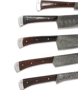 Vente en gros personnalisée haute qualité OEM ODM service professionnel en acier au carbone fait à la main ensemble de cinq couteaux de chef manche en bois - Product Image 4