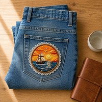 Patch brodé 3D rond en relief avec dentelle à sequins pour la décoration de vestes en jean, jeans, chapeaux et sacs à dos