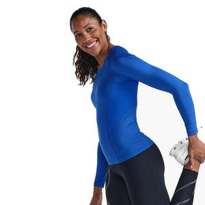 Most Demanding Women Blue Soft & Comfy Gym Wear Compression Shirts for Sale Women Rash Guards in <b>Low</b> MOQ - Product Image 3