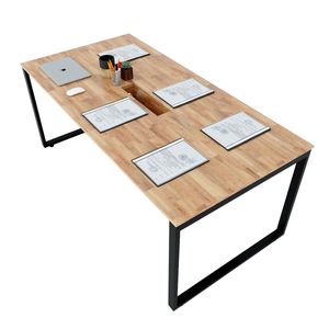 HBRT008 Minimalist Chinese Conference <b>Table</b> 90x180cm Rectangular System Metal Steel Legs Assembly Hotel <b>Office</b> Furniture - Product Image 1