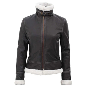 Nuevas chaquetas de piel de cuero personalizadas, abrigo de invierno con cuello de piel para mujer, chaqueta de piel de cuero Premium informal - Product Image 3
