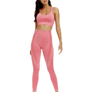 Conjunto de manga larga para mujer, entrenamiento, gimnasio, Fitness, deporte activo atlético, dos piezas, ropa sin costuras, conjunto corto, cintura media, patrón sólido - Product Image 1