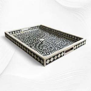 <b>Decorative</b> Bone Inlay & Resin Serving <b>Tray</b> Special For Breakfast Dinnerware & Home Decor Farmhouse Serving <b>tray</b> At best Price - Product Image 2