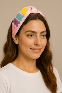 Nueva Diadema de Conejito de Pascua con Cuentas Hechas a Mano, de Tela Rosa Suave, Duradera, de Primera Calidad, Lindo Accesorio para el Cabello de Niñas en India - Product Image 3