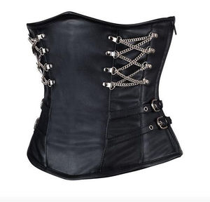 Women Genuine Leather Corset Top Crop Bustier <b>Bra</b> Corset Tops Female Trendy Wholesale Corsets Pour Body Shaping Pu Leather Top - Product Image 2