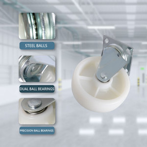 CCE 6 Inch White <b>Roller</b> Caster Nylon Wheels Chrome Coating Flat Free 660-lbs Load Capacity - Product Image 4