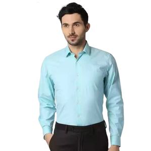 Camisa de Vestir de Franela para Hombre, Transpirable, de Alta Calidad, Corte Entallado, Color Sólido Brillante, Personalizada, Antiarrugas, para Primavera - Product Image 1
