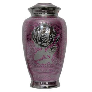 Urnas de cremación para adultos de latón de alta calidad con diseño de flor grabada, Peltre y urnas funerarias de Metal con acabado de Color rosa - Product Image 1