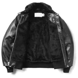 Veste en cuir véritable de luxe pour hommes High Street Fashion avec fermeture à glissière Durable élégant marchés d'hiver européens américains - Product Image 2